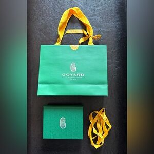 GOYARD 3 items: green small shopping bag + green box + yellow ribbon. Authentic.